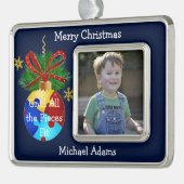 Autism Kerstmis Bauble Verzilverd Omlijst Ornament (Links)