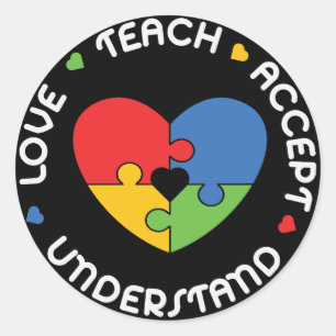 Autism leraar leraar leerling accepteert begrip li ronde sticker