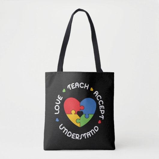 Autism leraar leraar leerling accepteert begrip li tote bag (Voorkant)