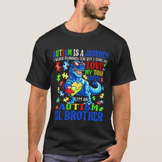 Autism Lil Brother Journey Quote Autism Awareness  T-shirt (Voorkant)