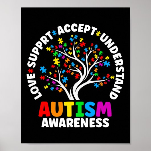 Autism Love Accepteert Support Autistic Autism Awa Poster (Voorkant)