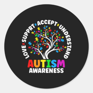 Autism Love Accepteert Support Autistic Autism Awa Ronde Sticker