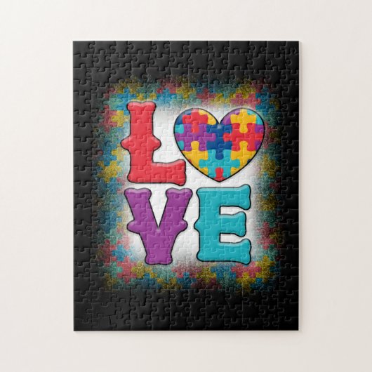 Autism LOVE Awareness Month Jigzaag Puzzle Heart Legpuzzel (Verticaal)