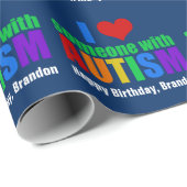 Autism Love Cute Blue Personalized Birthday Cadeaupapier (Rol Hoek)