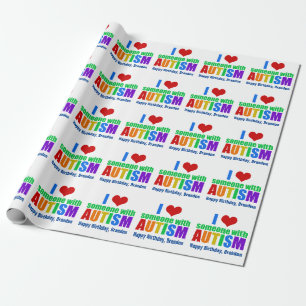 Autism Love Rainbow Personalized Birthday Cadeaupapier
