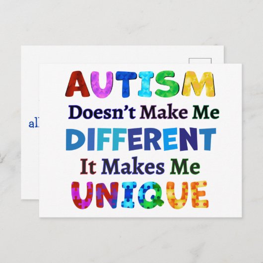 AUTISM maakt me UNIQUE Briefkaart (Voorkant / Achterkant)