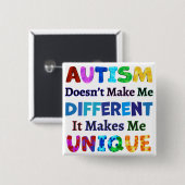 AUTISM maakt me UNIQUE Vierkante Button 5,1 Cm (Voorkant /achterkant)