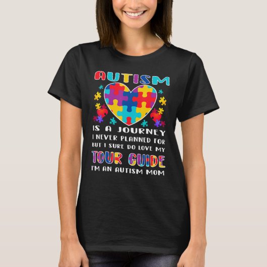Autism mam Autism Awareness Autism is een reis 5 T-shirt (Voorkant)