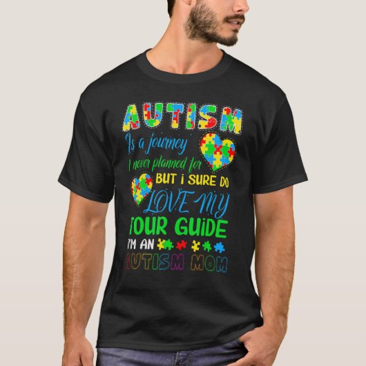 Autism Mam Autism Awareness Autism is een reis T-shirt (Voorkant)
