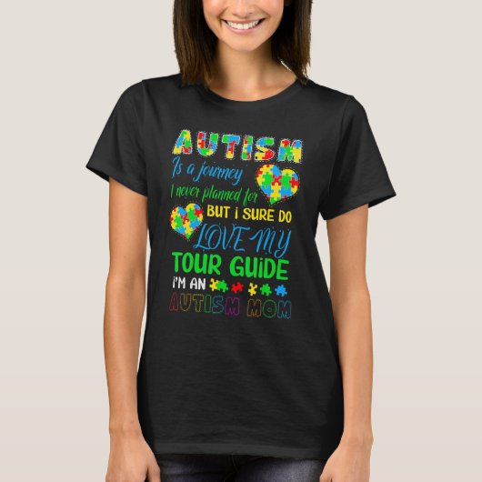 Autism Mam Autism Awareness Autism is een reis T-shirt (Voorkant)