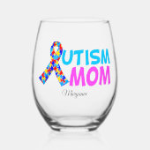 Autism mam Cute Personalized Moederdag Gift Wijnglas Zonder Voet (Voorkant)