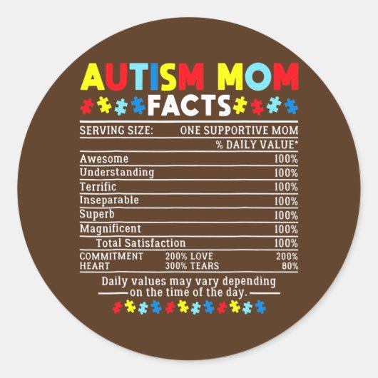 Autism Mam geeft een ondersteunende voorlichting a Ronde Sticker (Voorkant)