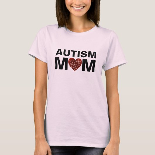 Autism mam Heart Love Puzzle T-shirt (Voorkant)