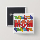Autism mam - Ik hou van mijn kind Vierkante Button 5,1 Cm (Voorkant /achterkant)