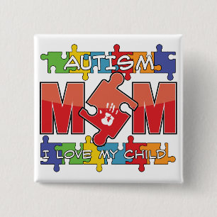 Autism mam - Ik hou van mijn kind Vierkante Button 5,1 Cm