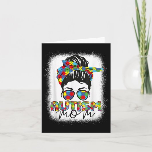 Autism Mam Life Messy Bun Bleaching Moederdag Aut Kaart (Voorkant)