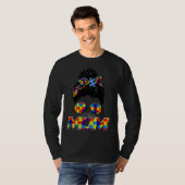 Autism Mam Messy Bun T-shirt (Voorkant volledig)