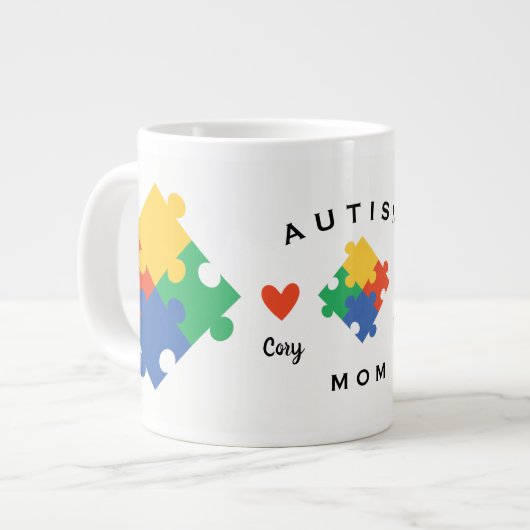 Autism mam, op maat van twee kinderen grote koffiekop (Links)