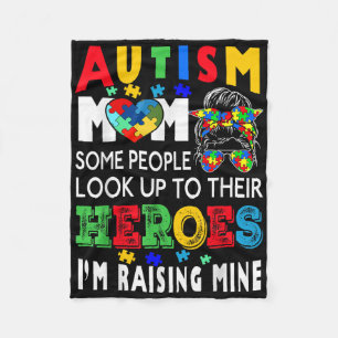 Autism mam Raising Hero Groovy Messy Bun Autism Aw Fleece Deken