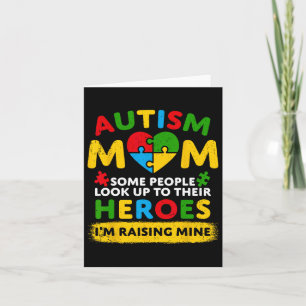 Autism mam Raising Hero Groovy Messy Bun Autism Aw Kaart