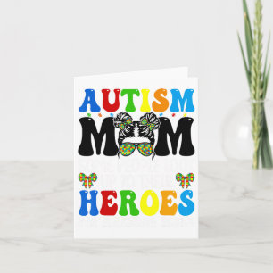 Autism mam Raising Hero Groovy Messy Bun Autism Aw Kaart