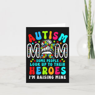 Autism mam Raising Hero Groovy Messy Bun Autism Aw Kaart