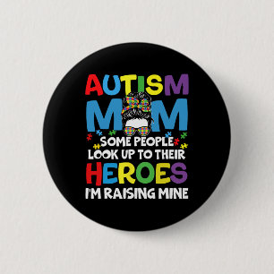 Autism mam Raising Hero Groovy Messy Bun Autism Aw Ronde Button 5,7 Cm