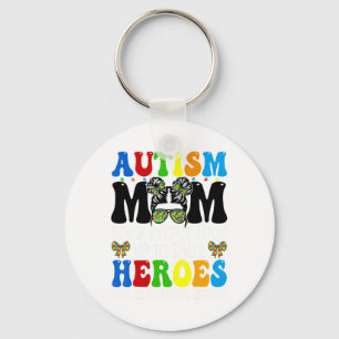 Autism mam Raising Hero Groovy Messy Bun Autism Aw Sleutelhanger