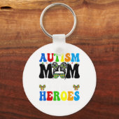 Autism mam Raising Hero Groovy Messy Bun Autism Aw Sleutelhanger (Voorkant)