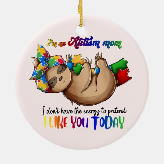 Autism Mam - Slote Keramisch Ornament (Achterkant)