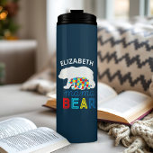 Autism Mama Beer en Cub Puzzle Piece Personalized Thermosbeker