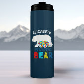 Autism Mama Beer en Cub Puzzle Piece Personalized Thermosbeker