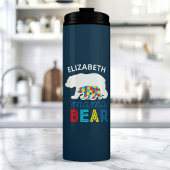 Autism Mama Beer en Cub Puzzle Piece Personalized Thermosbeker