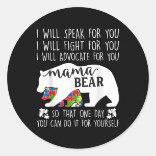 Autism mama Beer Ik zal voor Y pleitbezorger sprek Ronde Sticker