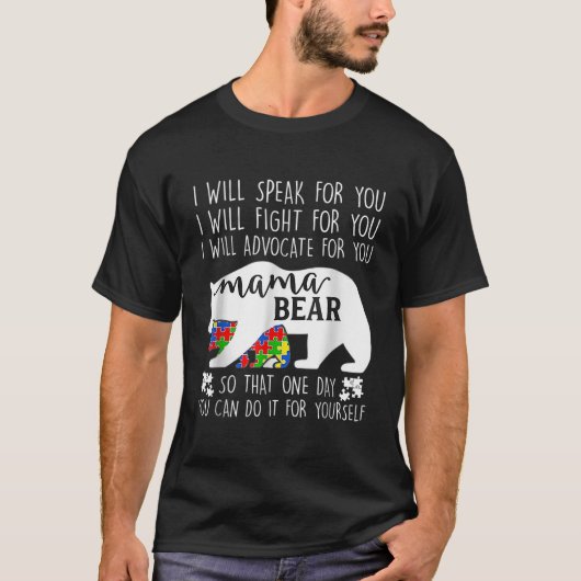 Autism mama Beer Ik zal voor Y pleitbezorger sprek T-shirt (Voorkant)