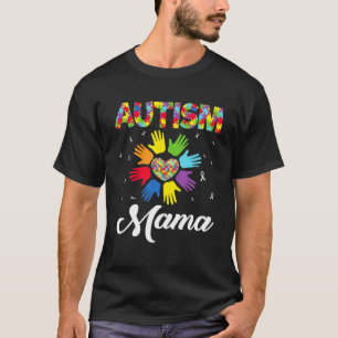Autism Mama Funny Love Heart Autism Awareness Supe T-shirt