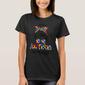 Autism Mama Messy Bun Sunbril Bandana Autism Aw T-shirt (Voorkant)