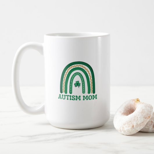 Autism mama St. Patrick's Day Mok, 15 oz Koffiemok (Met donut)