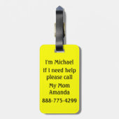 Autism Medic Alert Volledige informatie Geen aanra Bagagelabel (Achterkant verticaal)