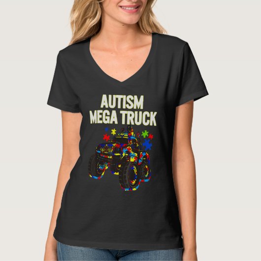 Autism Mega Truck Autism Awareness Puzzle Colors T-shirt (Voorkant)