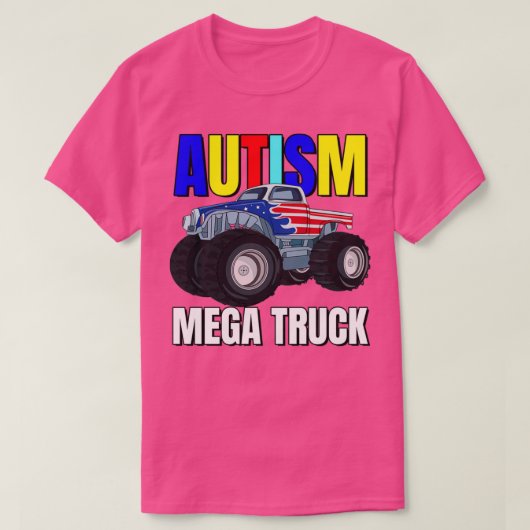 Autism Mega Truck Crushing Autism Awareness Monste T-shirt (Design voorkant)