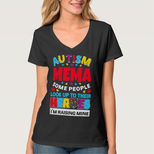 Autism Mema Mensen kijken op hun helden in toeneme T-shirt (Voorkant)
