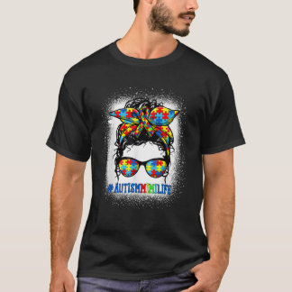Autism Mimi Life Messy Bun Autism Awareness Suppor T-shirt
