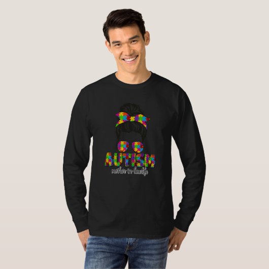 Autism moeder in law Messine Bun Puzzle Sunbril M T-shirt (Voorkant volledig)