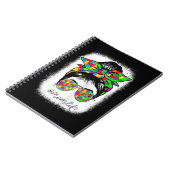 Autism Mom Messy Bun Bleached For Autism Awareness Notitieboek (Linkerzijde)