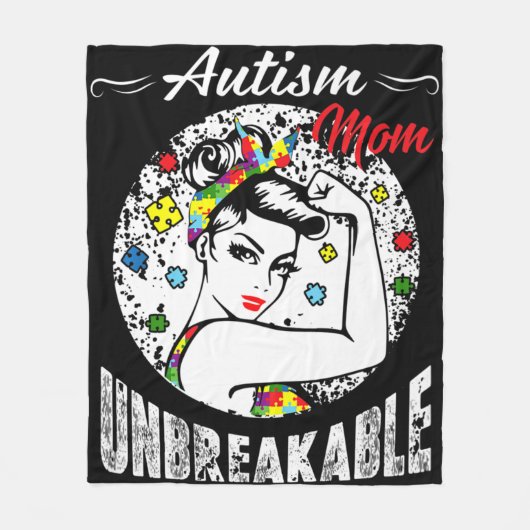 Autism Mom Unbreakable Autism Awareness Gifts Fleece Deken (Voorkant)