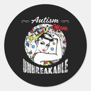 Autism Mom Unbreakable Autism Awareness Gifts Ronde Sticker