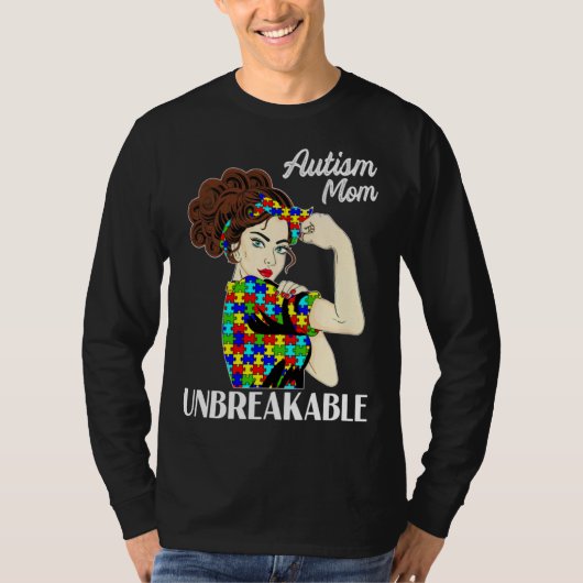Autism Mom Unbreakable Puzzle Piece Autism Awarene T-shirt (Voorkant)