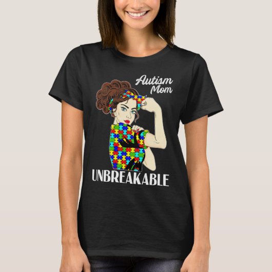 Autism Mom Unbreakable Puzzle Piece Autism Awarene T-shirt (Voorkant)