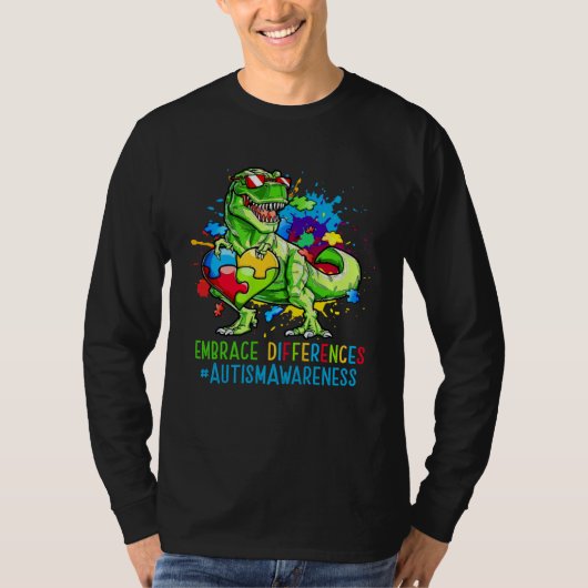 Autism Month Dinosaurs Autism Rex Kids Cute Puzzle T-shirt (Voorkant)
